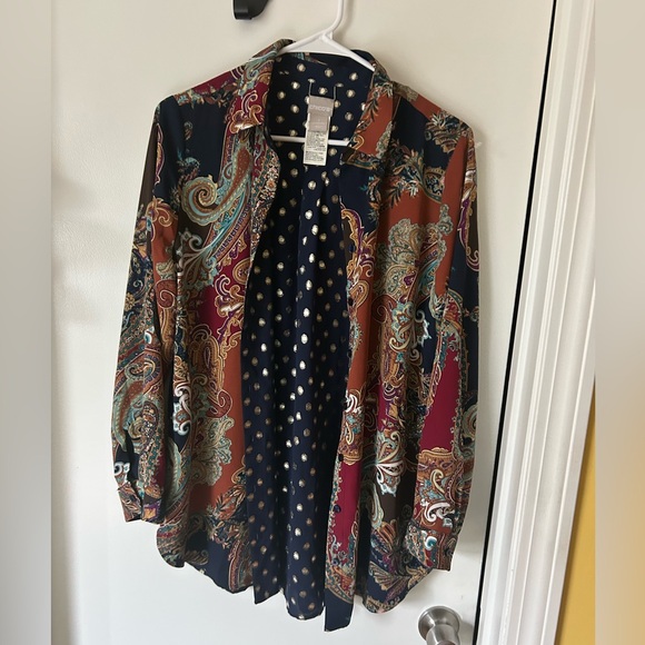 Chicos - womens blouse size 1 (8/10) - reversible- multi colors - Picture 1 of 5